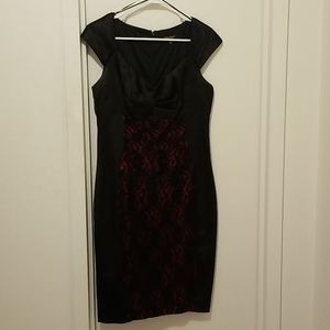 Black and red lace cocktail dress